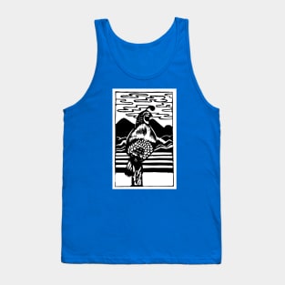 California Quail Woodblock Tank Top